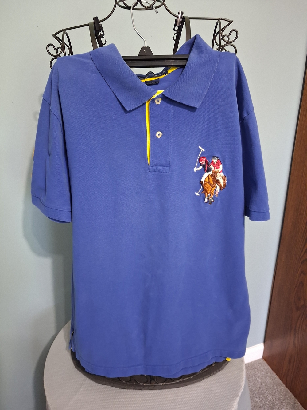 Classic Blue Polo Shirt with Embroidered Polo Players - Kids